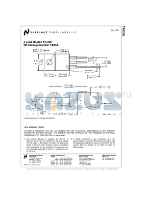 TA03A datasheet - 3 Lead Molded TO-220 NS Package Number