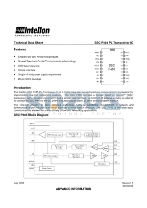 SSCP485 datasheet - SSC P485 PL Transceiver IC