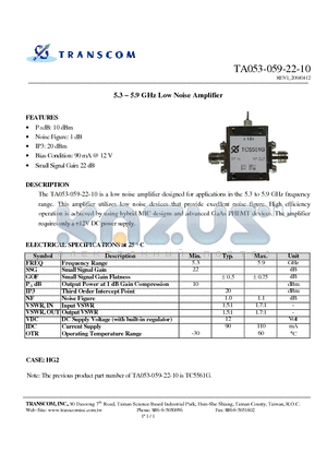 TA053-059-22-10 datasheet - TA053-059-22-10