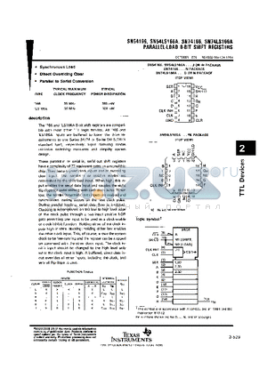 SN74166N datasheet - PARALLEL-LOAD 8-BIT SHIFT REGISTERS
