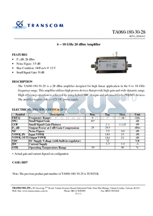 TA060-180-30-28 datasheet - 6 - 18 GHz 28 dBm Amplifier