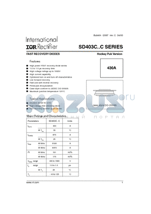 SD403C datasheet - FAST RECOVERY DIODES Hockey Puk Version