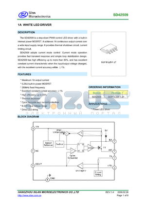 SD42509 datasheet - 1A WHITE LED DRIVER