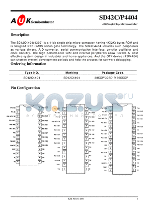 SD42C440428SOP datasheet - 4Bit Single Chip Microcontroller