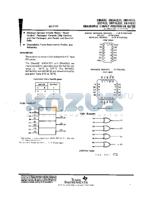 SN7432 datasheet - QUADRUPLE 2-INPUT POSITIVE OR GATES