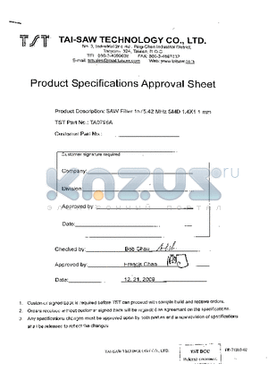 TA0796A datasheet - SAW Filter 1575.42MHz