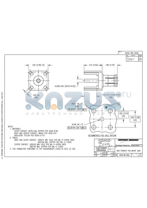 SD450-060-0046J datasheet - MCX STRAIGHT PCB MOUNT JACK