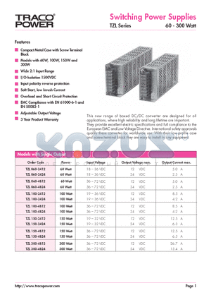 TZL150-4812 datasheet - Switching Power Supplies