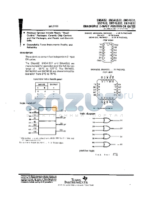 SN7432N3 datasheet - QUADRUPLE 2-INPUT POSITIVE OR GATES