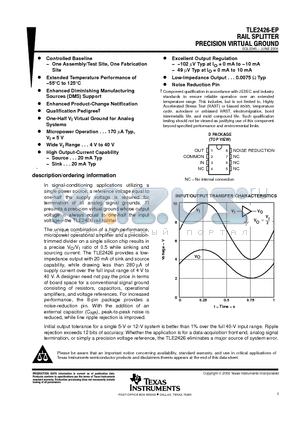 TLE2426-EP datasheet - RAIL SPLITTER PRECISION VIRTUAL GROUND