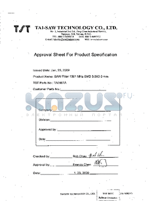 TA0967A datasheet - SAW Filter 1561 MHz