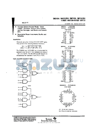 SN7454N datasheet - 5-WIDE AND-OR-INVERT GATES