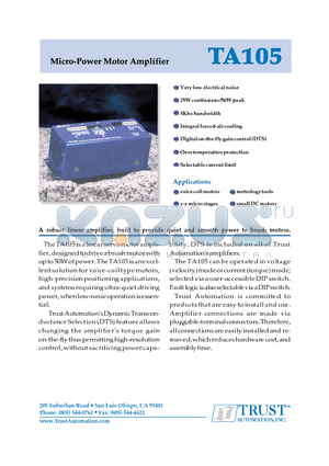 TA105 datasheet - Micro-Power Motor Amplifier