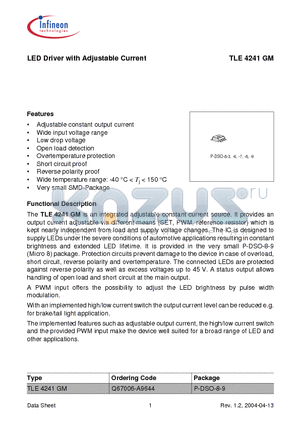 TLE4241GM datasheet - LED Driver with Adjustable Current