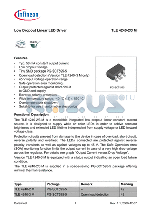 TLE4240-2M datasheet - Low Dropout Linear LED Driver