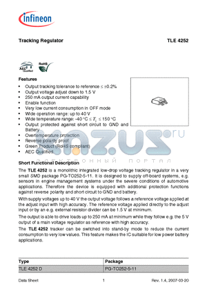 TLE4252 datasheet - Tracking Regulator