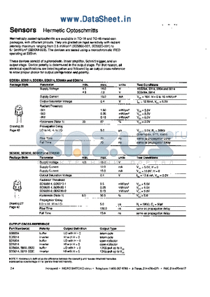 SD5004 datasheet - Hermetic Optoschmitts