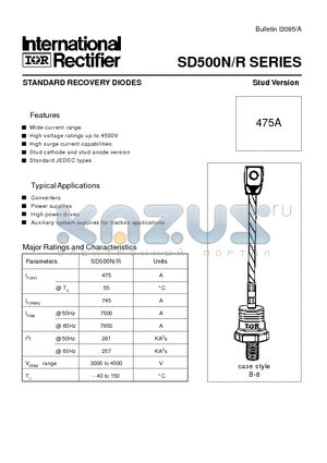 SD500N datasheet - STANDARD RECOVERY DIODES Stud Version