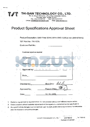 TA1137A datasheet - SAW Filter 2544.5 MHz