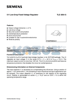 TLE4264 datasheet - 5-V Low-Drop Fixed-Voltage Regulator