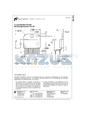 TA11B datasheet - 11 Lead Molded TO-220