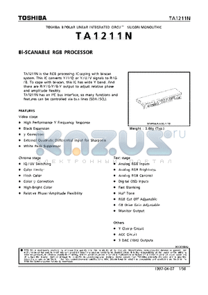 TA1211N datasheet - Bi-SCANABLE RGB PROCESSOR