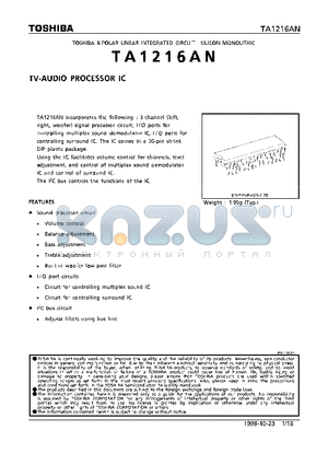 TA1216AN datasheet - TV-AUDIO PROCESSOR IC