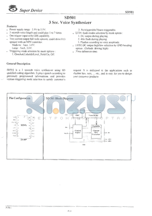 SD501 datasheet - 3 SEC VOICE SYNTHESIZER