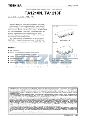 TA1218 datasheet - TOSHIBA Bipolar Linear Integrated Circuit Silicon Monolithic