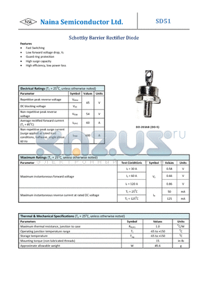 SD51_1 datasheet - Schottky Barrier Rectifier Diode