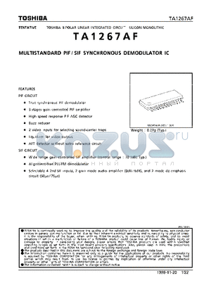 TA1267AF datasheet - MULTISTANDARD PIF/SIF SYNCHRONOUS DEMODULATOR IC