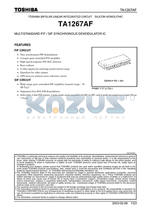 TA1267AF_03 datasheet - MULTISTANDARD PIF / SIF SYNCHRONOUS DEMODULATOR IC