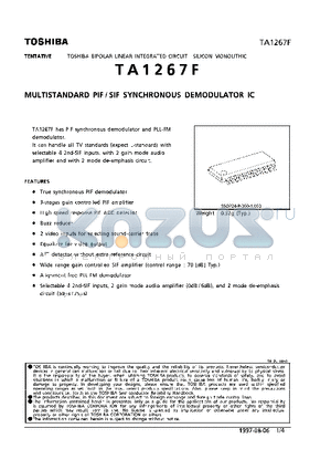 TA1267F datasheet - BIPOLAR LINEAR INTEGRATED CIRCUIT(MULTISTANDARD PIF / SIF SYNCHRONOUS DEMODULATOR IC)