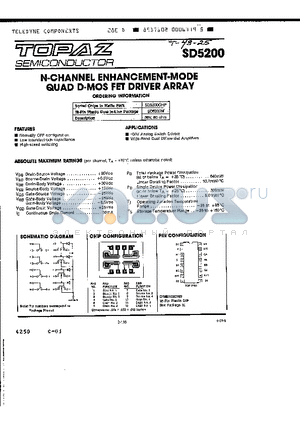 SD5200N datasheet - N-CHANNEL ENHANCEMENT-MODE QUAD D-MOS FET DRIVER ARRAY