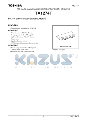 TA1274F datasheet - PIF / SIF SYNCHRONOUS DEMODULATOR IC