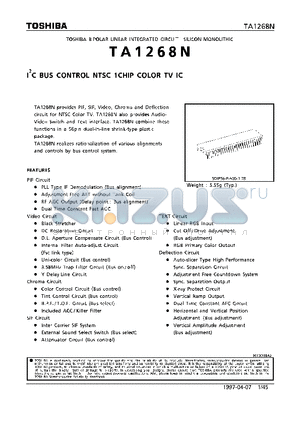 TA1268N datasheet - I2C BUS CONTROL NTSE 1CHIP COLOR TV IC