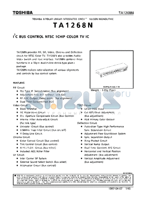 TA1268 datasheet - I2C BUS CONTROL NTSE 1CHIP COLOR TV IC