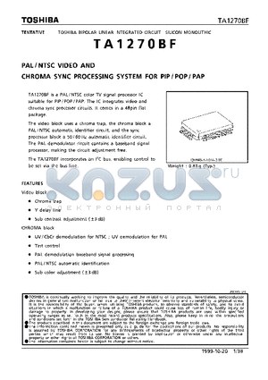 TA1270 datasheet - PAL/NTSC VIDEO AND CHROMA SYNC PROCESSING SYSTEM FOR PIP/POP/PAP
