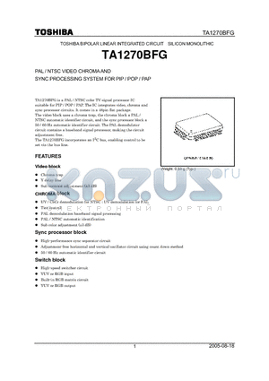 TA1270BFG datasheet - PAL / NTSC VIDEO CHROMA AND SYNC PROCESSING SYSTEM FOR PIP / POP / PAP