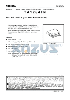 TA1284 datasheet - UHF/VHF TUNER IC (LOW PHASE NOISE OSCILLATOR)