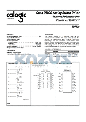 SD5300 datasheet - Quad DMOS Analog Switch Driver Improved Performance Over SD5000N and SD5400CY