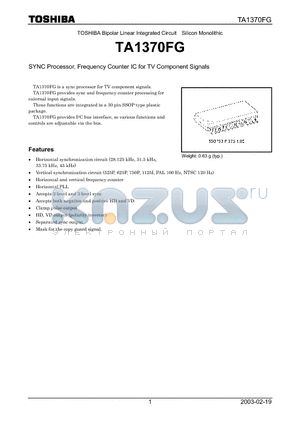 TA1370FG datasheet - SYNC Processor, Frequency Counter IC for TV Component Signals