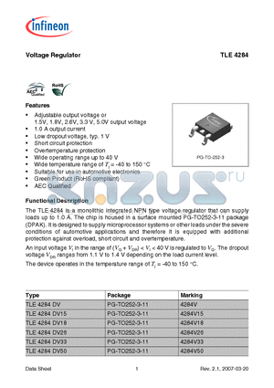 TLE4284DV33 datasheet - Voltage Regulator