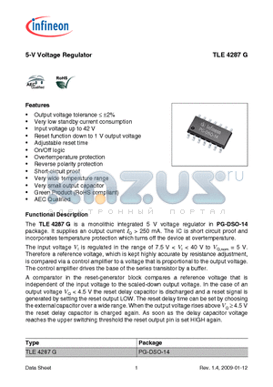 TLE4287G datasheet - 5-V Voltage Regulator Input voltage up to 42 V