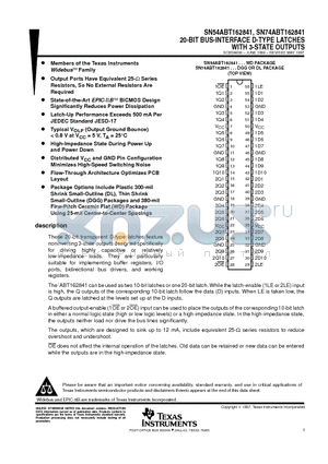 SN74ABT162841 datasheet - 20-BIT BUS-INTERFACE D-TYPE LATCHES WITH 3-STATE OUTPUTS