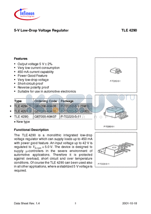 TLE4290G datasheet - 5-V Low-Drop Voltage Regulator