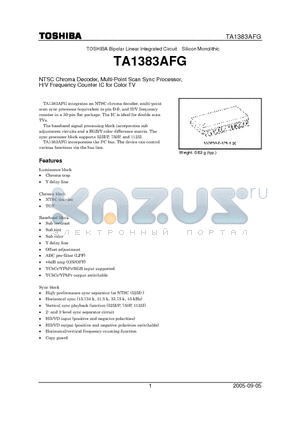 TA1383AFG datasheet - NTSC Chroma Decoder, Multi-Point Scan Sync Processor, H/V Frequency Counter IC for Color TV