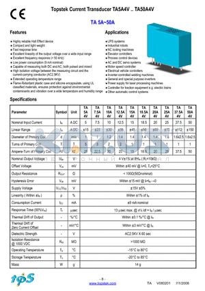 TA15A4V datasheet - Topstek Current Transducer