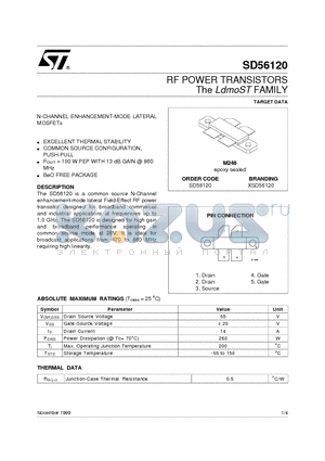 SD56120 datasheet - RF POWER TRANSISTORS RF POWER TRANSISTORS