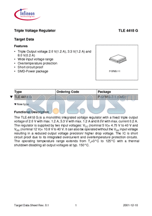 TLE4418G datasheet - Triple Voltage Regulator